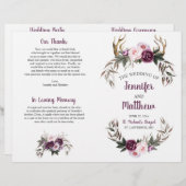 Rustic Boho Antlers Paarse Plum Pink Peonies (Voorkant / Achterkant)