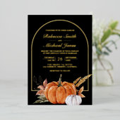 Rustic Boho Arch Pumpkin Foto Black Weddenschap Go Folie Uitnodiging (Staand Voorkant)