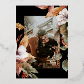 Rustic Boho Arch Pumpkin Foto Black Weddenschap Go Folie Uitnodiging (Achterkant)