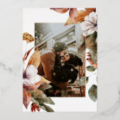 Rustic Boho Arch Pumpkin Foto Weddenschap Gold Folie Uitnodiging (Achterkant)