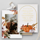 Rustic Boho Arch Pumpkin Foto Weddenschap Gold Folie Uitnodiging