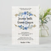 Rustic Boho Arrows & Floral Wedding Invitation Kaart (Staand voorkant)