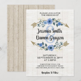 Rustic Boho Arrows & Floral Wedding Invitation Kaart