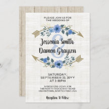 Rustic Boho Arrows & Floral Wedding Invitation