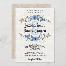 Rustic Boho Arrows & Floral Wedding Invitation Kaart