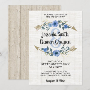 Rustic Boho Arrows & Floral Wedding Invitation Kaart