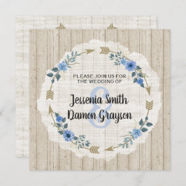 Rustic Boho Arrows & Floral Wedding Invitation Kaart