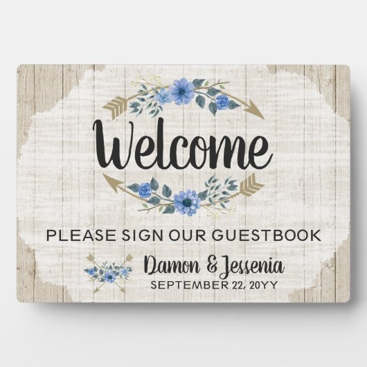 Rustic Boho Arrows & Floral Wedding Welcome Sign Fotoplaat (voorkant)