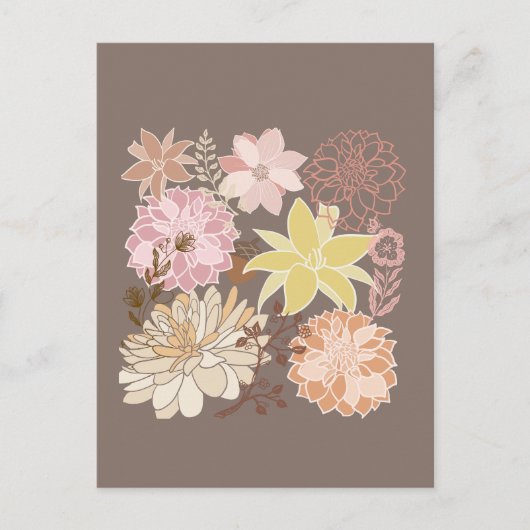 Rustic Boho Asphalt Floral Pattern Briefkaart (Voorkant)
