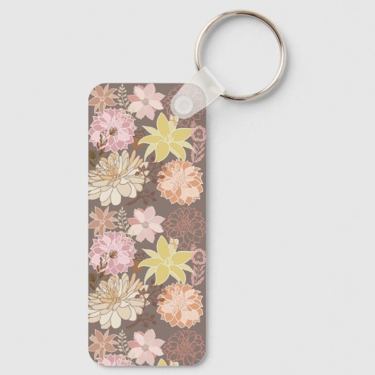 Rustic Boho Asphalt Floral Pattern Sleutelhanger (Achterkant)