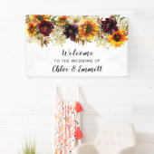 Rustic Boho Autumn Floral Wedding Welkom Spandoek (Insitu)