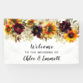 Rustic Boho Autumn Floral Wedding Welkom Spandoek (Horizontaal)