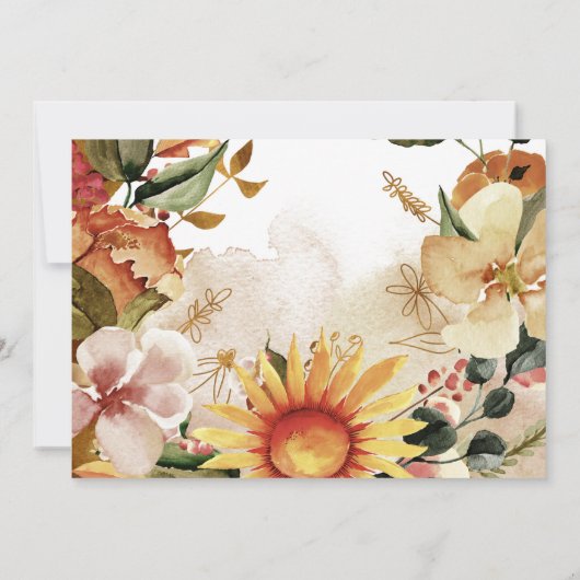 Rustic Boho Autumn Sunflower 40th Birthday Party Kaart (Achterkant)