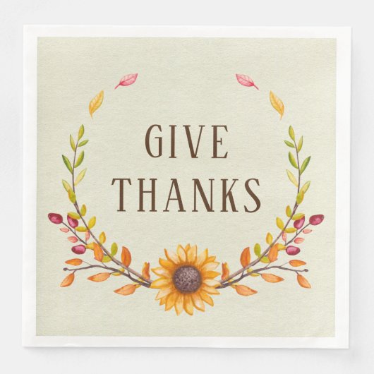 Rustic Boho Autumn Sunflower Hartelijk dank Servet (Voorkant)