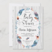Rustic Boho Baby Boy Shower Tribal Feathers Kaart (Voorkant)