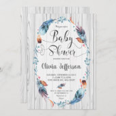 Rustic Boho Baby Boy Shower Tribal Feathers Kaart (Voorkant / Achterkant)