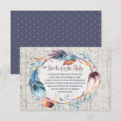 Rustic Boho Baby shower Bohemiaanse boeken voor Ba Informatiekaartje (Voorkant / Achterkant)