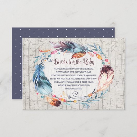 Rustic Boho Baby shower Bohemiaanse boeken voor Ba Informatiekaartje (Voorkant / Achterkant)