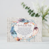 Rustic Boho Baby shower Bohemiaanse boeken voor Ba Informatiekaartje (Staand voorkant)