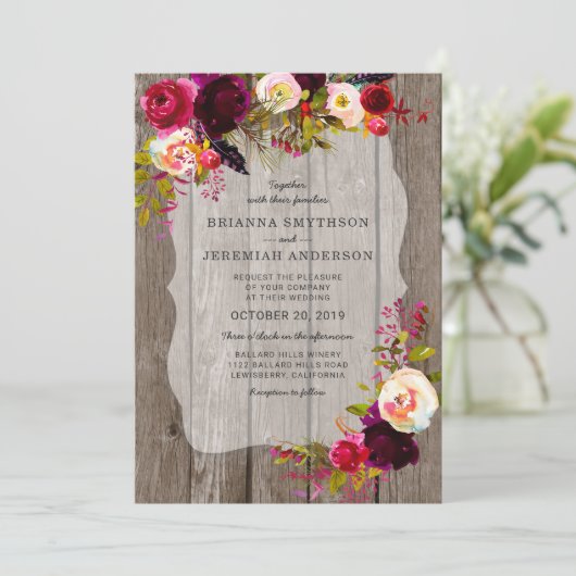 Rustic Boho Barn Wood brutaliteit Kaart (Staand voorkant)