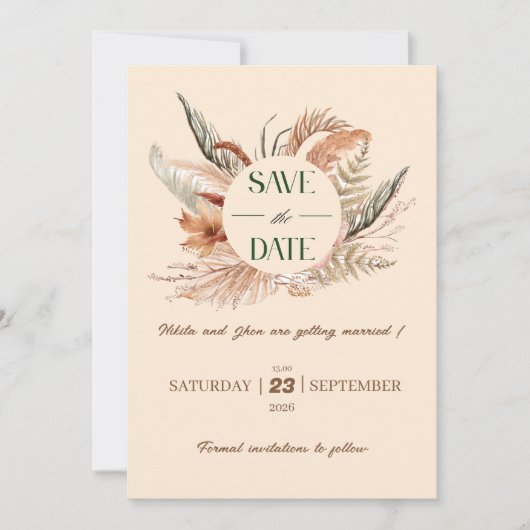Rustic Boho Bewaar de datum Save The Date (Voorkant)