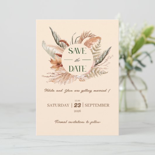 Rustic Boho Bewaar de datum Save The Date (Staand voorkant)