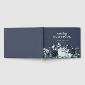 Rustic Boho Blue Floral Waterverf Wedding Gastenboek (Volledig)