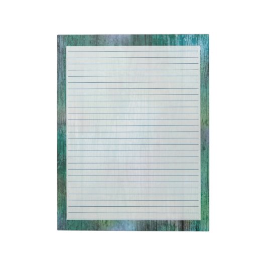 Rustic Boho Blue Green - Blue Wide Lined 8,5 x11" Notitieblok (Linkerzijde)