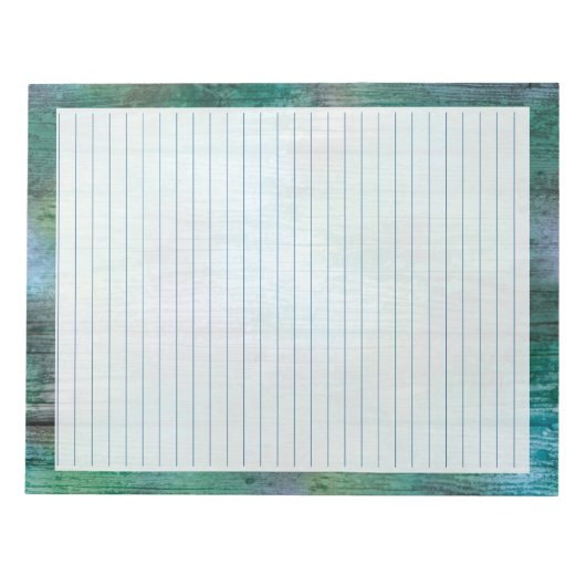 Rustic Boho Blue Green - Blue Wide Lined 8,5 x11" Notitieblok (Voorkant)