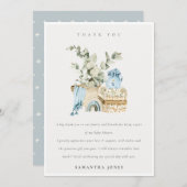 Rustic Boho Blue Nursery Foliage Boy Baby shower Bedankkaart (Voorkant / Achterkant)