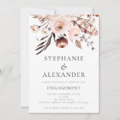 Rustic Boho Blush Florals Engagement Party Kaart (Voorkant)