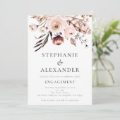 Rustic Boho Blush Florals Engagement Party Kaart (Staand voorkant)