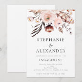 Rustic Boho Blush Florals Engagement Party Kaart (Voorkant / Achterkant)