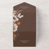 Rustic Boho Blush Neutrals Floral Brown Dinner All In One Uitnodiging (Buitenkant)