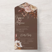 Rustic Boho Blush Neutrals Floral Brown Dinner All In One Uitnodiging (Binnen)