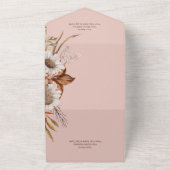Rustic Boho Blush Neutrals Floral Pink Dinner All In One Uitnodiging (Buitenkant)