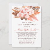Rustic Boho Blush Pampas drive by Baby shower Kaart (Voorkant)