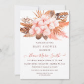 Rustic Boho Blush Pampas Grass Girl Baby shower Kaart (Voorkant)