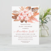 Rustic Boho Blush Pampas Grass Girl Baby shower Kaart (Staand voorkant)