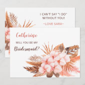 Rustic Boho Blush Pampas zal je zijn Kaart (Voorkant / Achterkant)