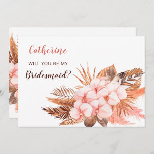 Rustic Boho Blush Pampas zal je zijn Kaart