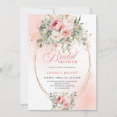 Rustic Boho Blush Rose Bridal Shower Invitation Kaart (Voorkant)