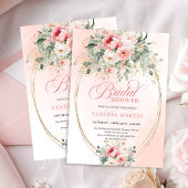 Rustic Boho Blush Rose Bridal Shower Invitation Kaart