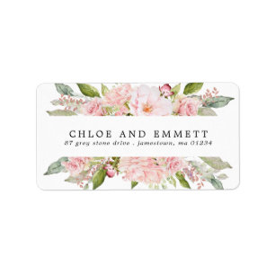 Rustic Boho Blush Roze Floral Adres Etiket