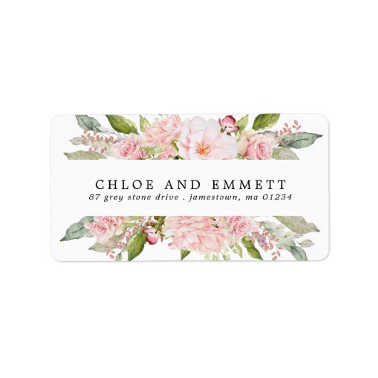 Rustic Boho Blush Roze Floral Adres Etiket (Voorkant)