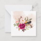 Rustic Boho Blush Waterverf Flowers bedankt Notitiekaartje (Achterkant)