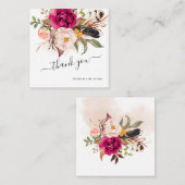 Rustic Boho Blush Waterverf Flowers bedankt Notitiekaartje (Voorkant / Achterkant)