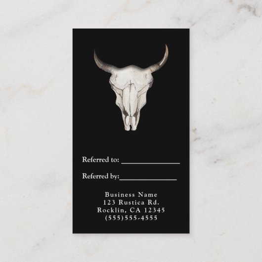 Rustic Boho Bohemian Koe Bull Verwijs een vriend Aanbevelingskaartje (Achterkant)