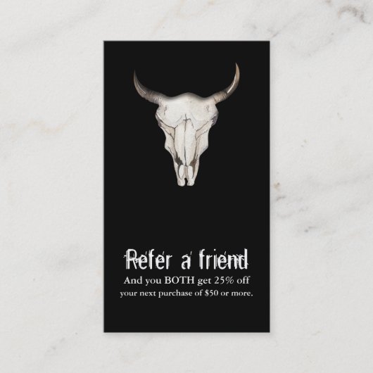 Rustic Boho Bohemian Koe Bull Verwijs een vriend Aanbevelingskaartje (Voorkant)
