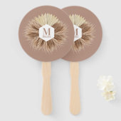 Rustic Boho Bohemian Pampas Grass Monogram Handwaaier (Voorkant en achterkant)